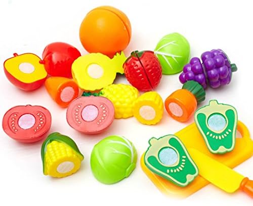 Yushine 12 Pieces Kitchen Playset Dinner Cutting Tasty Treats Fun Play Food Set Living Toys for Kids