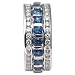 14K White Gold 5/8 ct. Machine Set Diamond and 3/4 ct. Sapphire Wedding Band (F-G Color, VS Clarity)