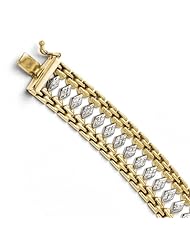 10k rhodium plated yellow gold Leslies with Diamond cut Bracelet