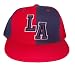 Los Angeles City Flat Fitted Baseball Hat Cap - Red / Navy Blue photo