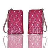 sw-mobile-shop Handy Tasche RV Etui Hülle Dekotasche aus Kunstleder in pink mit Karomuster in silber – Design pink1 f. Nokia 3720 Classic / 5530 / E72 / 6730 classic / 2730 Classic / E52 / 6216 Classic / 5730 Xpress / N86 / E75 / 6720 classic / 6710 Navigator / 5630 Xpress / 6700 classic / 6303 Classic / 2700 Classic / N97 / 6260 slide / E63 / 2330 classic / 2323 Classic / 1662 / 7310 Supernova / E71 / E66 / 6600 slide / 5320 Xpress