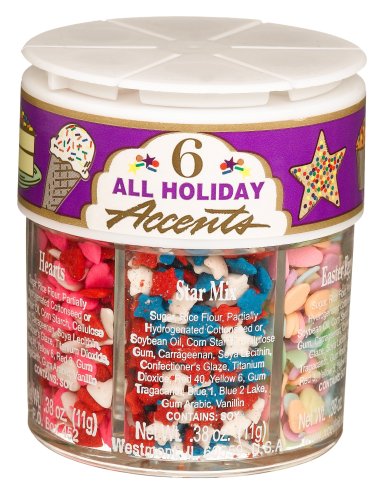 Dean Jacobs 6 All Holiday Sprinkle Accents, Regular, 2.25-Ounce Jars (Pack of 4) by Dean Jacobs