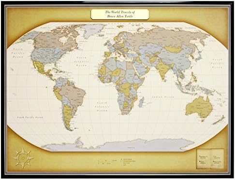 Luggage Pros Personalized World Travel Map with Standard Frame