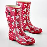 IMAGE OF Totes Waterproof Rain Boots (6, Lovely Hearts Pink)