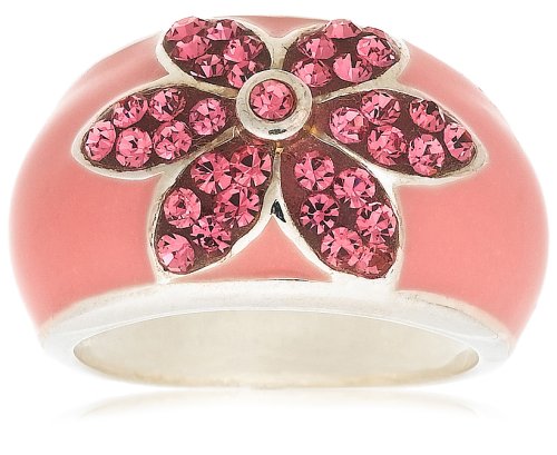 Sterling Silver Pink Crystal Flower Ring by David Sigal