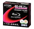 TDK �^��p�u���[���C�f�B�X�N 25GB BD-RE(�J��Ԃ��^��p) 2X �z���C�g���C�h�v�����^�u�� 5mm�P�[�X 10���p�b�N BEV25PWA10S