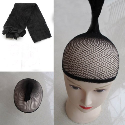 HuntGold New Unisex Women Men Black Fishnet Mesh Deluxe Fancy Dress Hair Elastic Wig Cap