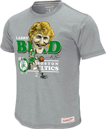 Larry Bird Boston Celtics Mitchell & Ness Caricature Premium T-Shirt