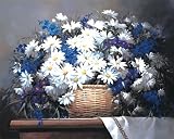 Victor Santos - Daisies And Delphiniums, Size: 20 x 16 Canvas Finish