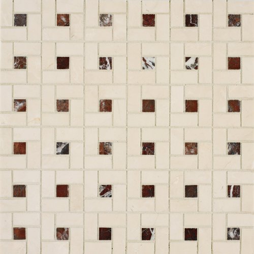 External hard drive:Arizona Tile ST-201 Sterling Tumbled/Polished Pinwheel Pattern Stone Mosaic, 12-by-12-Inch Mesh Mounted, Crema  -  4-Pack
