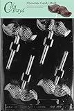 Cybrtrayd D025 Mustache Lolly Chocolate Candy Mold with Exclusive Cybrtrayd Copyrighted Chocolate Molding Instructions