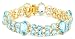 Yellow Gold Overlay Sterling Silver Blue Topaz Oval and Round-Cut Bracelet, 8