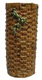 Umbrella stand, asian woven bamboo design, hand glazed ceramic