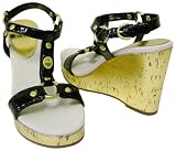 Coach Mercy Signature Black T-Strap Wedges