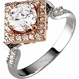 0.25 Ct.T.W. Round Brilliant Cut Diamonds, 14K. White & Rose Gold. White & Rose Gold Haloa Diamond Ring, Semi-Mount Setting