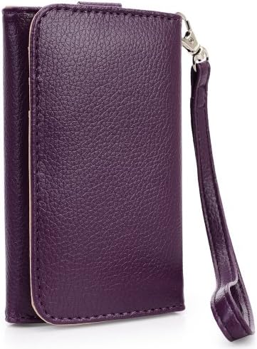 Purple EPI Leather Bifold Wristlet fits Samsung Galaxy S Duos S7582 & NextDIA Cable Tie