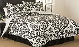 Zeus Black Large Scroll Queen Comforter Set