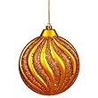 Orange Matte and Glitter Swirl Shatterproof Christmas Disc Ornament 6" (150mm)