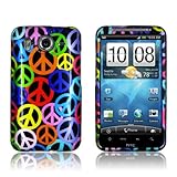 HTC Inspire 4G - Peace Sign on Black Hard Plastic Skin Case Cover [Accessor ....