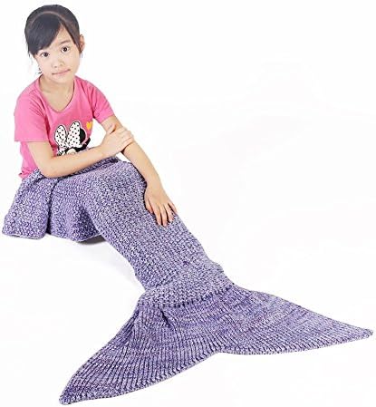Mermaid Tail Blanket knit crochet and Mermaid Blanket for Child, Sleeping Bags By Ledafei(Purple,59.06"x23.62")