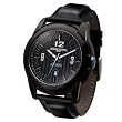 Jorg Gray 9400 Mens Date Watch - Black Steel Case - Leather Strap - Blue Accent from JorgGray
