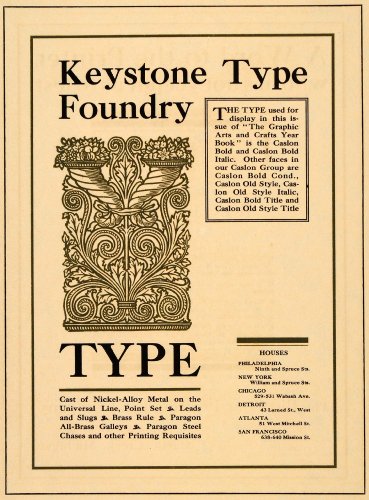1908 Ad Keystone Type Foundry Art Nouveau Caslon Font - Original Print Ad