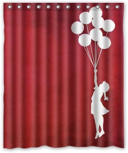 Special Designed Banksy Girl Balloon Grafitti Art Quote Shower Curtains 60" X 72" Home Decor Bath Curtain Ocean Background-02