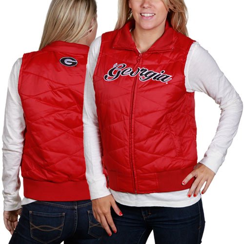 Georgia Bulldogs Ladies Red Full Zip Bubble Vest (X-Large)