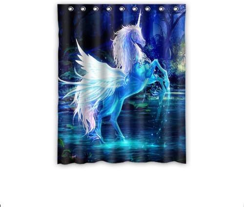 Fashion press Unicorn Water Forest Night Magic Waterproof Polyester Window Curtain 52"x 63" (One Piece) Personalized Home Decor Curtain