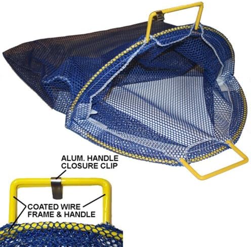 Large Coated Galvanized Wire Handle Mesh Catch Bag, Blue 24" x 28"