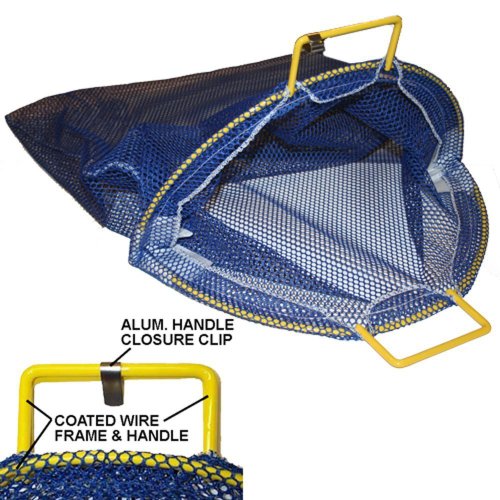 Large Coated Galvanized Wire Handle Mesh Catch Bag, Blue 24" x 28"