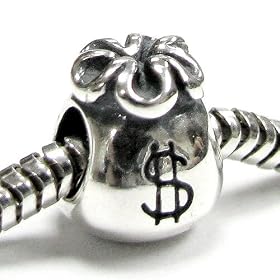 Sterling Silver Money Dollar Bag Pouch Bead Charm Pandora Troll Biagi Chamilia