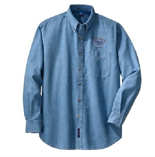Personalized custom embroidered Best Friends Forever design on denim shirt