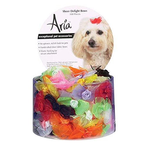Aria Sheer Delight Dog Bows Canister, 100-Pack