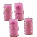 Set of 4 Gold Rose Embossed Pink Candles