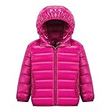 【YW】ダウンジャケット ファスナー帯帽ダウンジャケット無地のダウンジャケット (150cm, 淺紅)