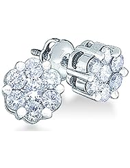 10k Yellow OR White Gold Round Cut Diamond Flower Style Stud Earrings (1/2 cttw)