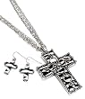 Western Cowgirl Zebra Cross Fleur De Lis Chain Necklace