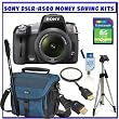 Sony Alpha DSLRA500L 12.3MP Digital SLR Camera w/ Sony 18-55mm f/3.5-5.6 SAM DT Lens + Pro Series Tripod + Pro Series Monopod + Willoughbys 4GB SD SDHC Starter Pack