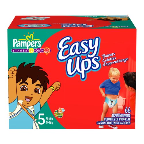 Pampers Easy Ups Trainers For Boys, Size 5 (30-40 Lbs), Large Pack, 66 Training Pants