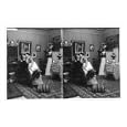 Historic Print (XL): [Comical scene showing maid sitting on man's lap kissing him as his wife watches]