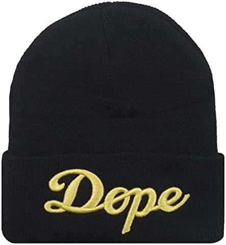 Lengendy Winter Warm Funny Hip Pop 3D Dope Beanie Hat for Men and Women Winter Cap Skully Black Gold