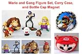 Hard to Find Super Mario Brothers 8 Piece Figure Playset with Mario Figure Carry Case, Unique Mario Bottle Cap Magnet, and 1" to 3" Figures Including Donkey Kong, Boo Ghost, Wario, Goomba, Diddy Kong and WaluigiIMAGE