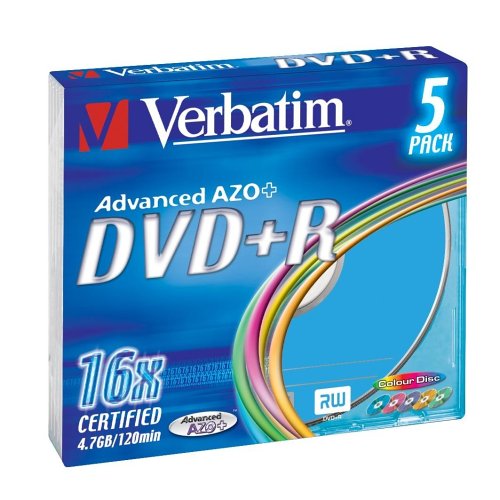 Verbatim DVD+R Advanced AZO 16x Speed Colour Surface 5er Pack Slim Case DVD-Rohlinge Preisvergleich