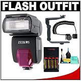 Zeikos ZE-680EX Digital Autofocus Power Zoom E-TTL / E-TTL II Flash + Bracket + Cord + Batteries + Cleaning Kit for Canon EOS Rebel XT, XTi, XS, XSi, T1i, T2i, 50D, 40D, 7D, 5D MARK II SLR Digital Cameras