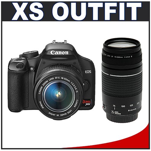Canon Digital Rebel XS 10.1MP Digital SLR Camera (Black) + Canon EF-S 18-55mm IS Lens + Canon EF 75-300mm III Lens