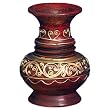 Handmade Marbled Crimson Lacquer Vase With Handcrafted Gold Trim (Thailand)