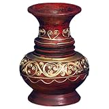 EXP Handmade Marbled Crimson Lacquer Vase With Handcrafted Gold Trim (Thailand)