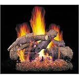Peterson Gas Logs 24 Inch Charred American Oak Vented Propane Gas Log Set W ANSI Certified G46 Burner and Basic On Off Remote