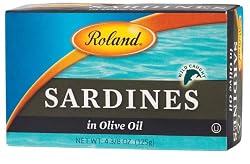 Roland Plain Sardines in Olive Oil, 4.375-Ounce Tins (Pack of 20)